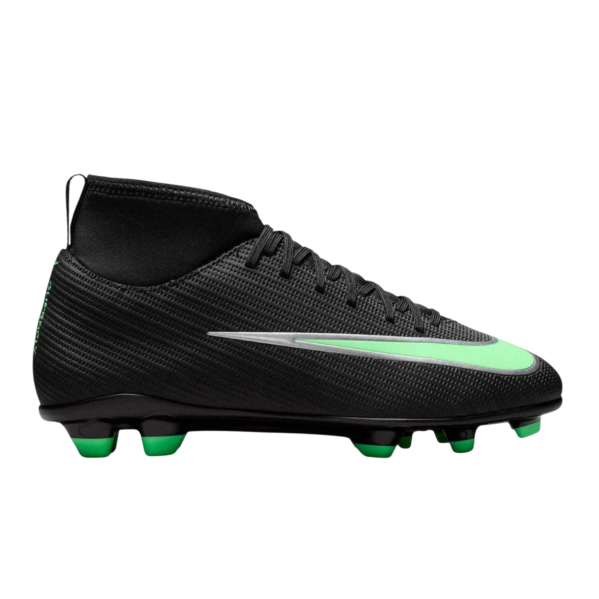Black-Green - Front - Nike Childrens-Kids Superfly 11 Club Ombre High-top Firm Ground Football Boots