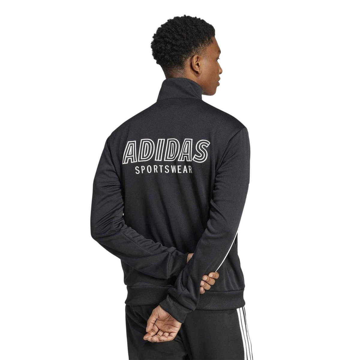 Black-White - Back - Adidas Mens Trio Long-Sleeved Track Jacket