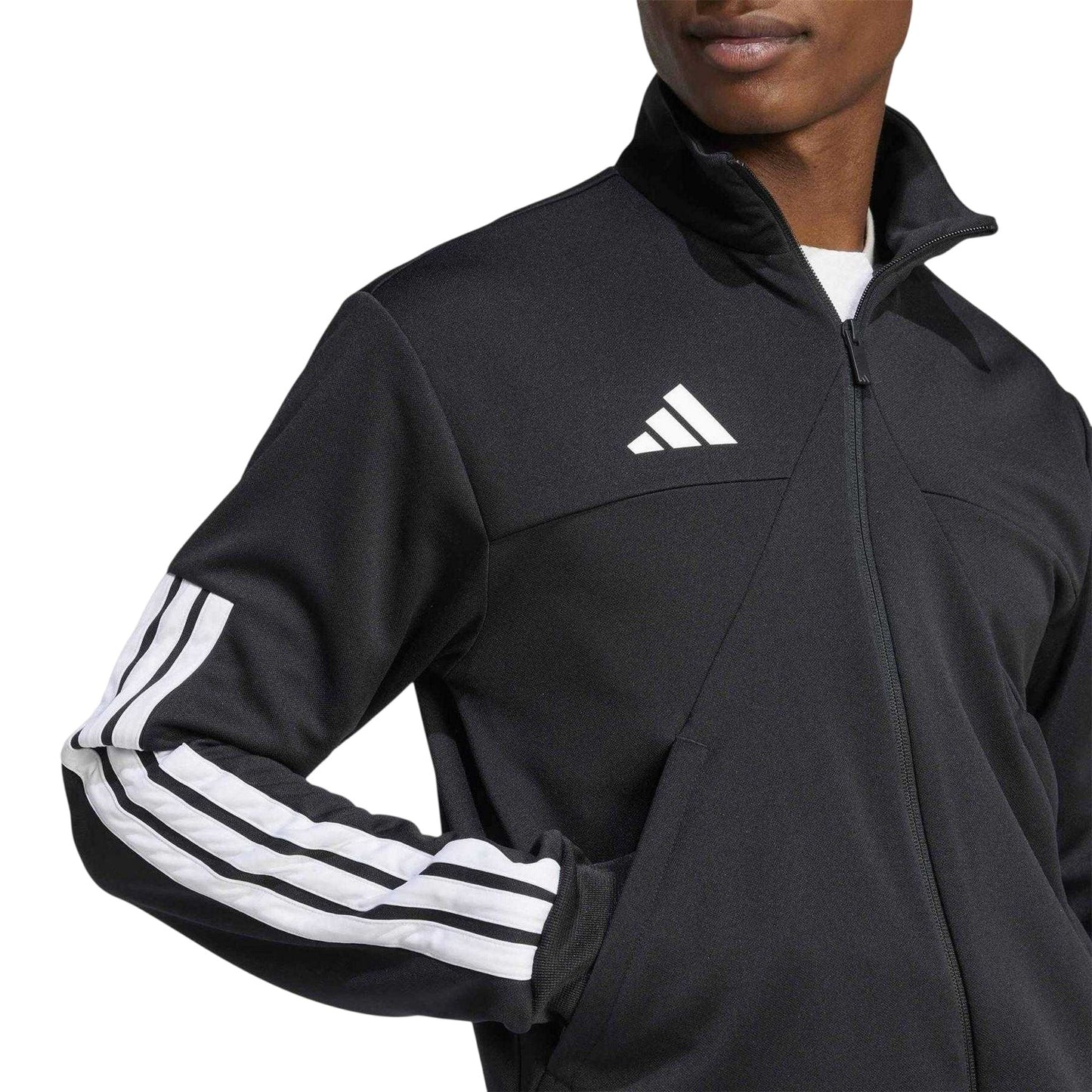 Black-White - Lifestyle - Adidas Mens Trio Long-Sleeved Track Jacket