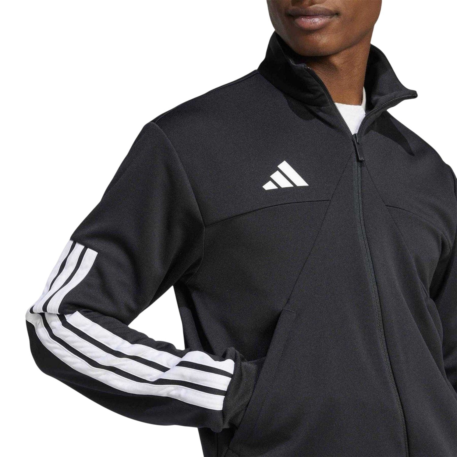 Black-White - Lifestyle - Adidas Mens Trio Long-Sleeved Track Jacket