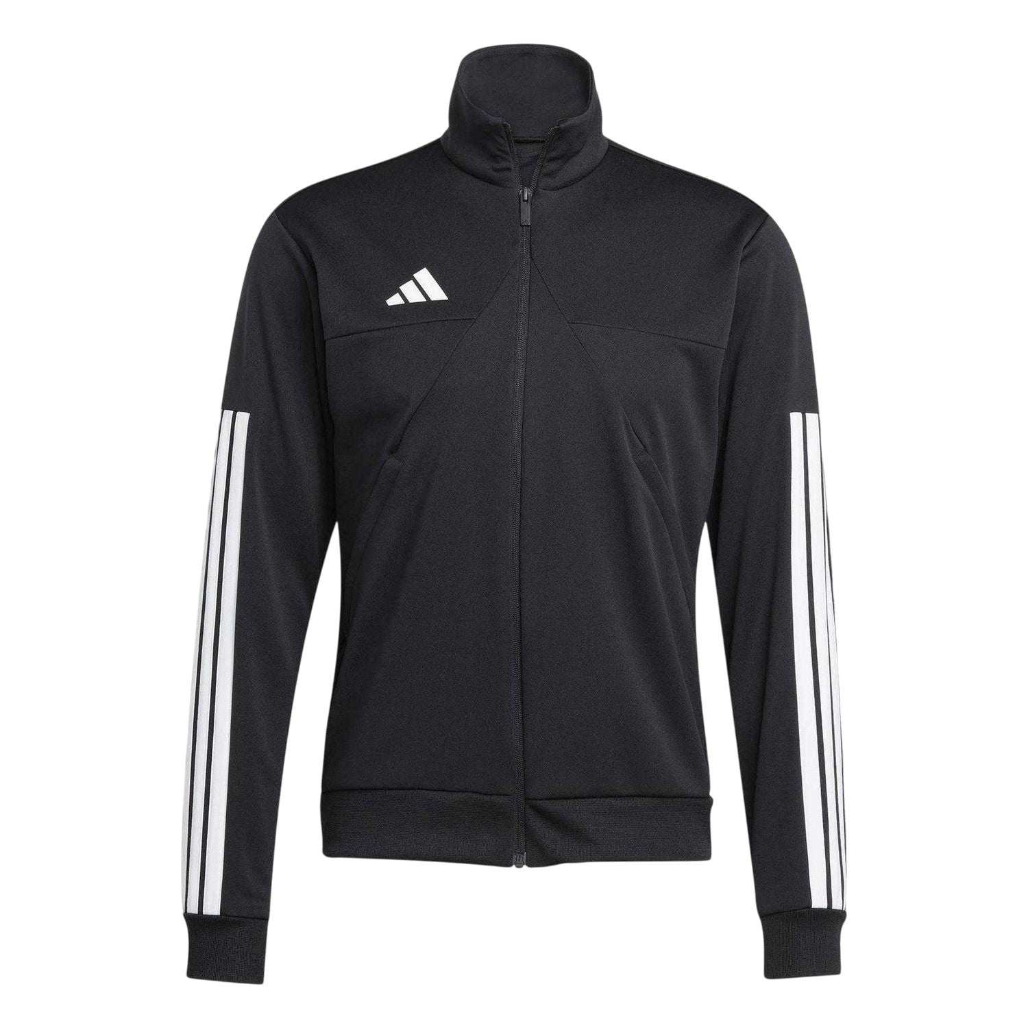 Black-White - Front - Adidas Mens Trio Long-Sleeved Track Jacket