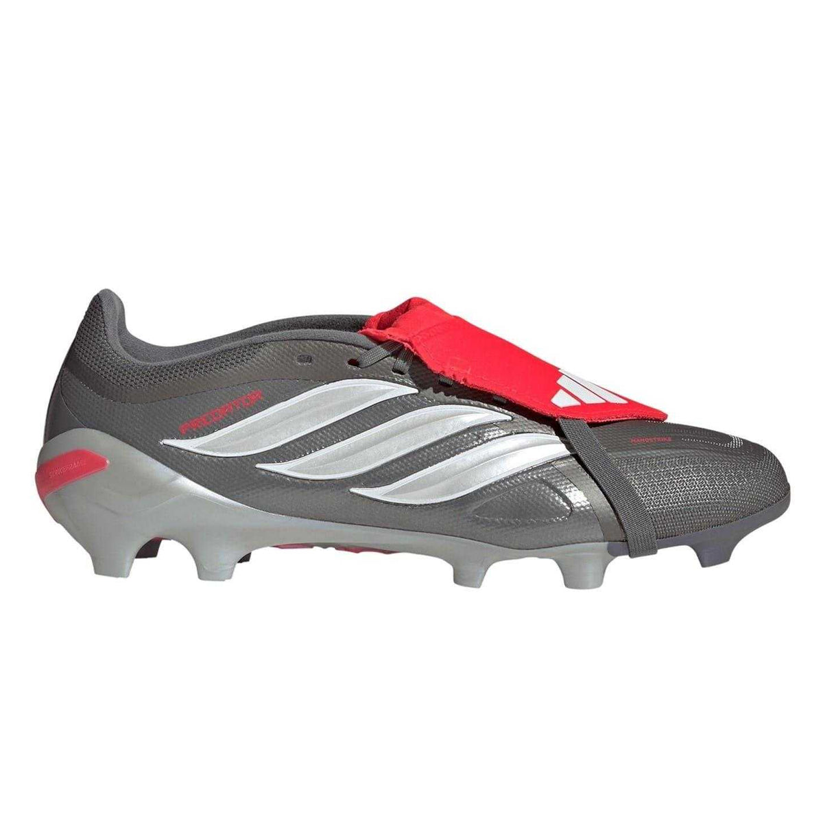 Grey-Red - Front - Adidas Unisex Adult Predator 3 Firm Ground Football Boots