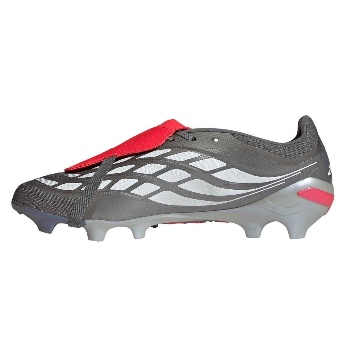 Grey-Red - Back - Adidas Unisex Adult Predator 3 Firm Ground Football Boots