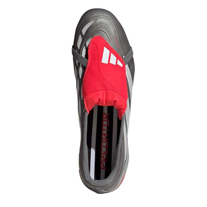 Grey-Red - Side - Adidas Unisex Adult Predator 3 Firm Ground Football Boots