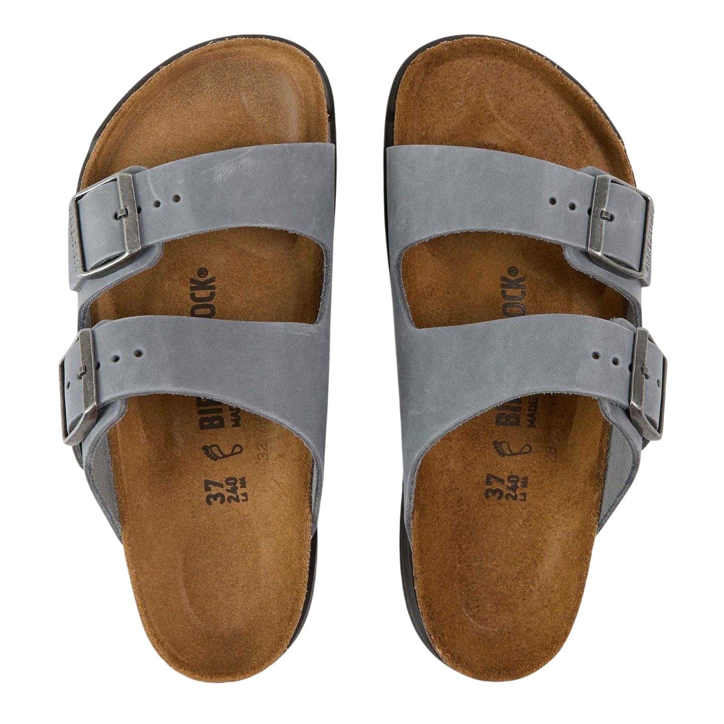 Basalt Grey - Side - Birkenstock Womens-Ladies Arizona Oiled Leather Sandals