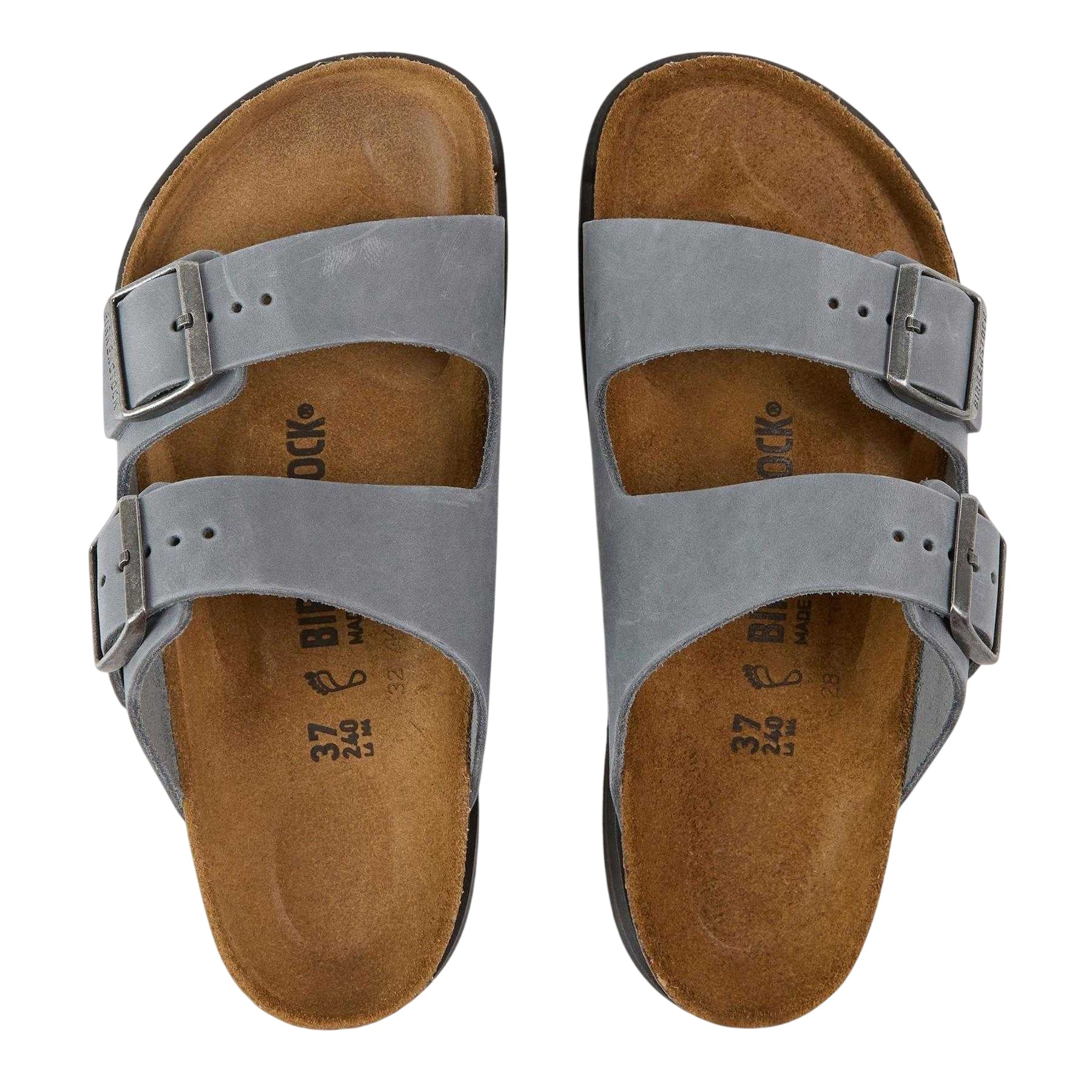 Basalt Grey - Side - Birkenstock Womens-Ladies Arizona Oiled Leather Sandals