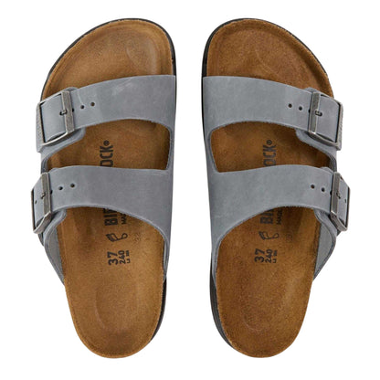 Basalt Grey - Side - Birkenstock Womens-Ladies Arizona Oiled Leather Sandals