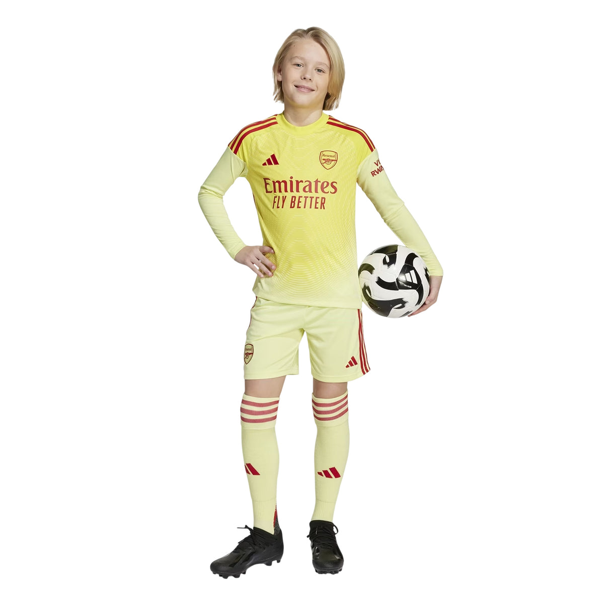 Yellow - Pack Shot - Adidas Boys Arsenal FC Long-Sleeved Goalkeeper Jersey