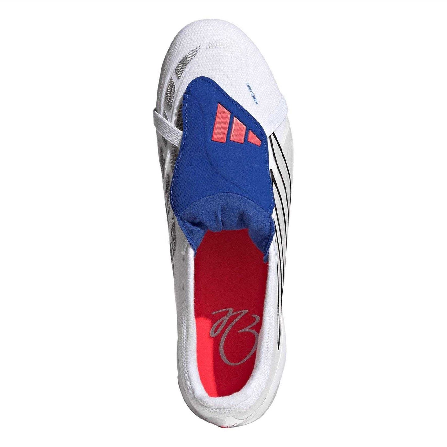 White-Blue - Side - Predator Unisex Adult Predator .3 Folded Tongue Firm Ground Football Boots
