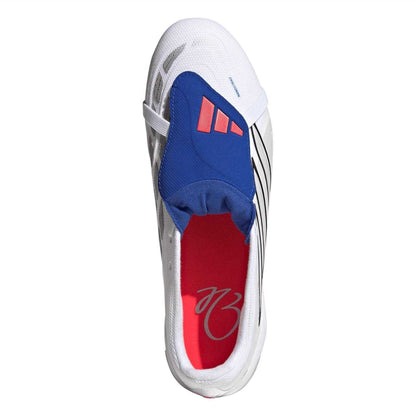 White-Blue - Side - Predator Unisex Adult Predator .3 Folded Tongue Firm Ground Football Boots