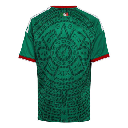 Green-White - Back - Adidas Childrens-Kids World Cup 2026 Mexican Home Shirt