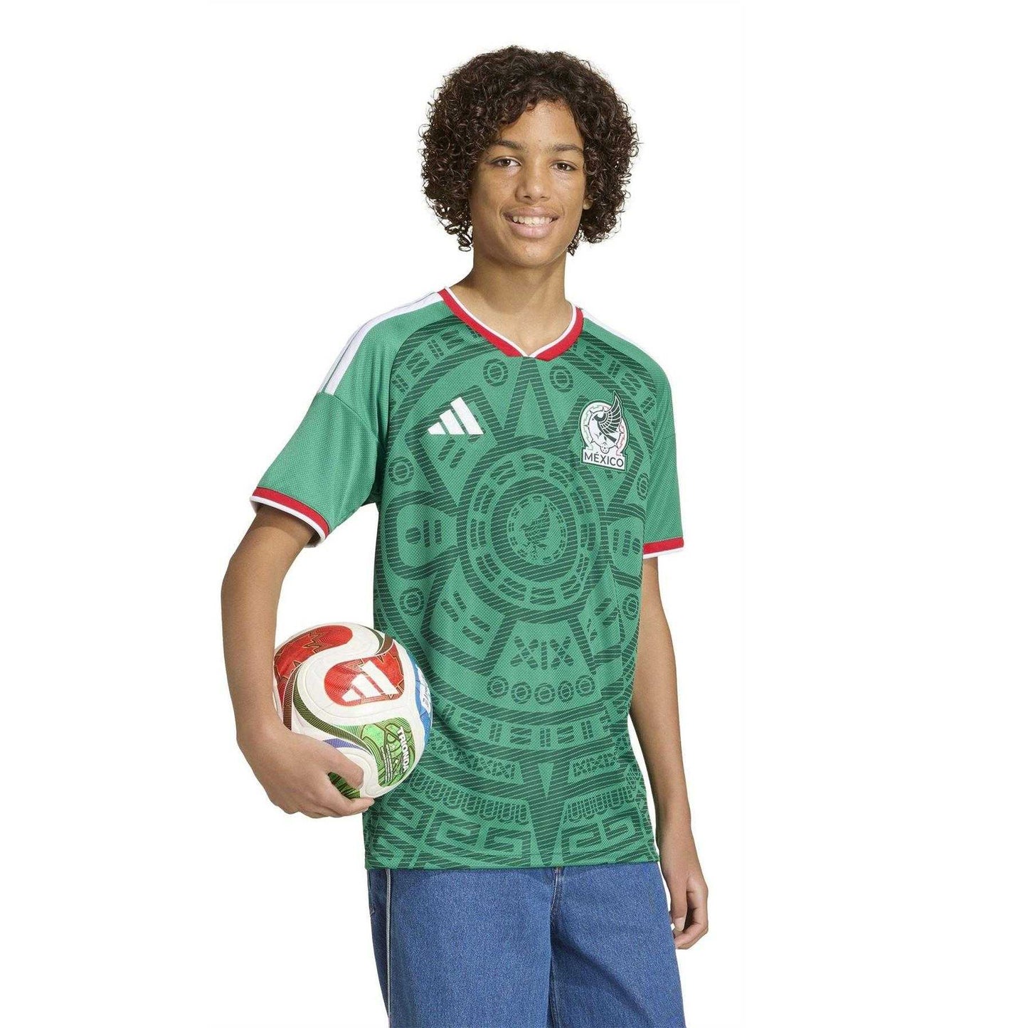 Green-White - Pack Shot - Adidas Childrens-Kids World Cup 2026 Mexican Home Shirt