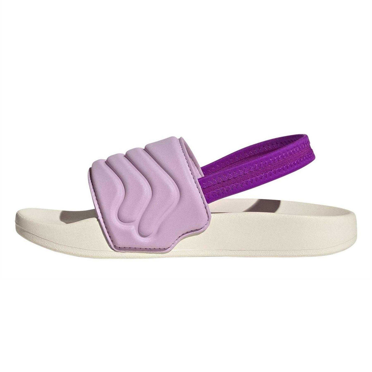 Off White-Purple - Side - Adidas Childrens-Kids Adilette Estrap 2.0 Sports Sandals