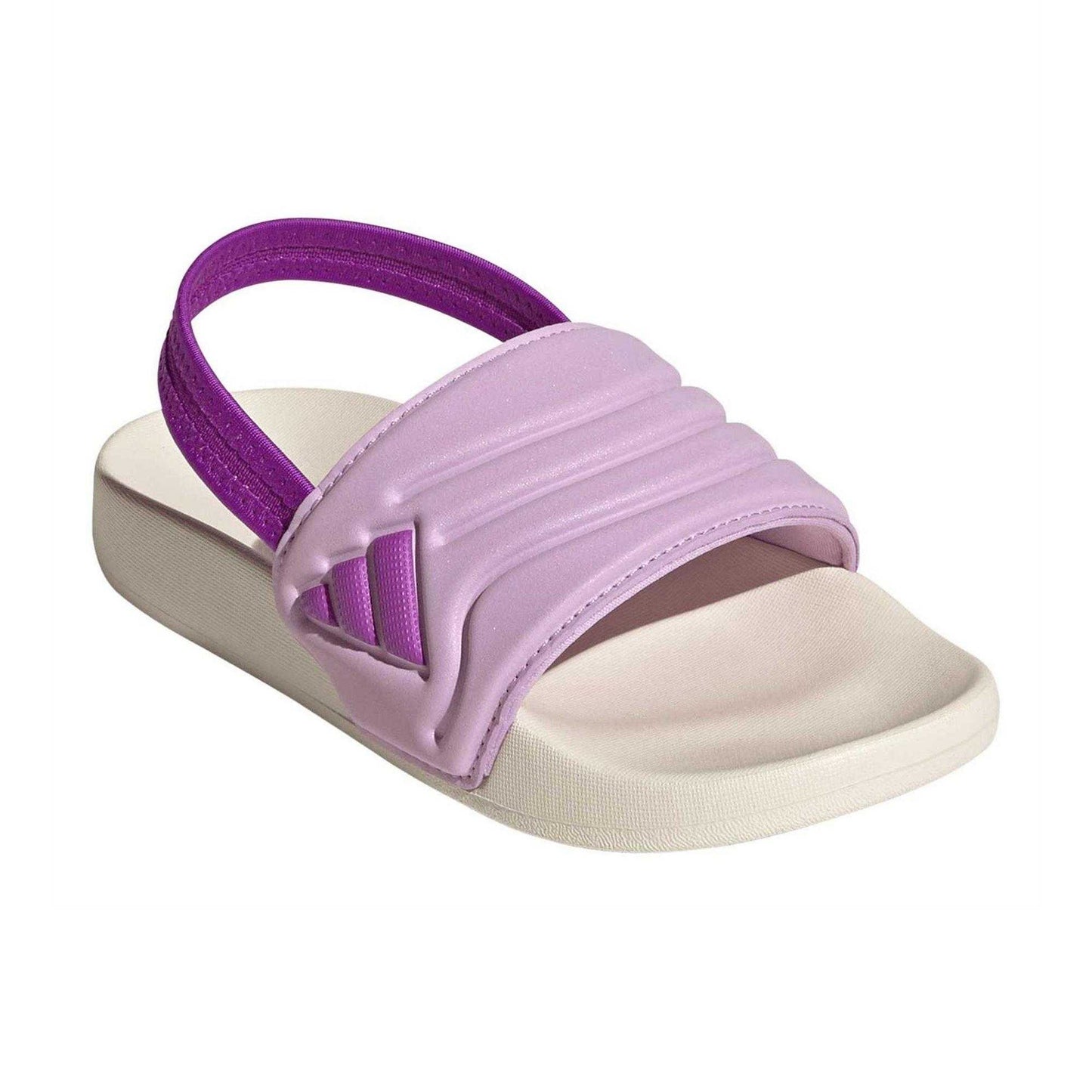Off White-Purple - Pack Shot - Adidas Childrens-Kids Adilette Estrap 2.0 Sports Sandals