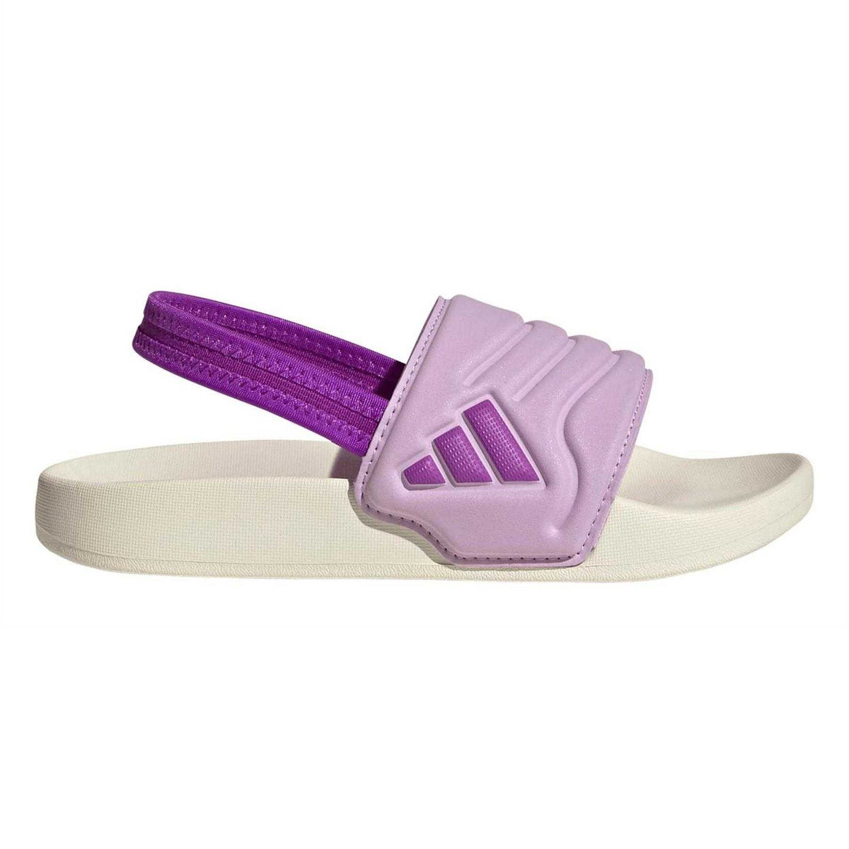Off White-Purple - Front - Adidas Childrens-Kids Adilette Estrap 2.0 Sports Sandals