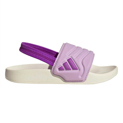 Off White-Purple - Front - Adidas Childrens-Kids Adilette Estrap 2.0 Sports Sandals