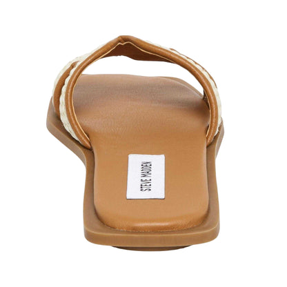 Natural Beige - Back - Steve Madden Womens-Ladies Sofia Leather Flat Sandals
