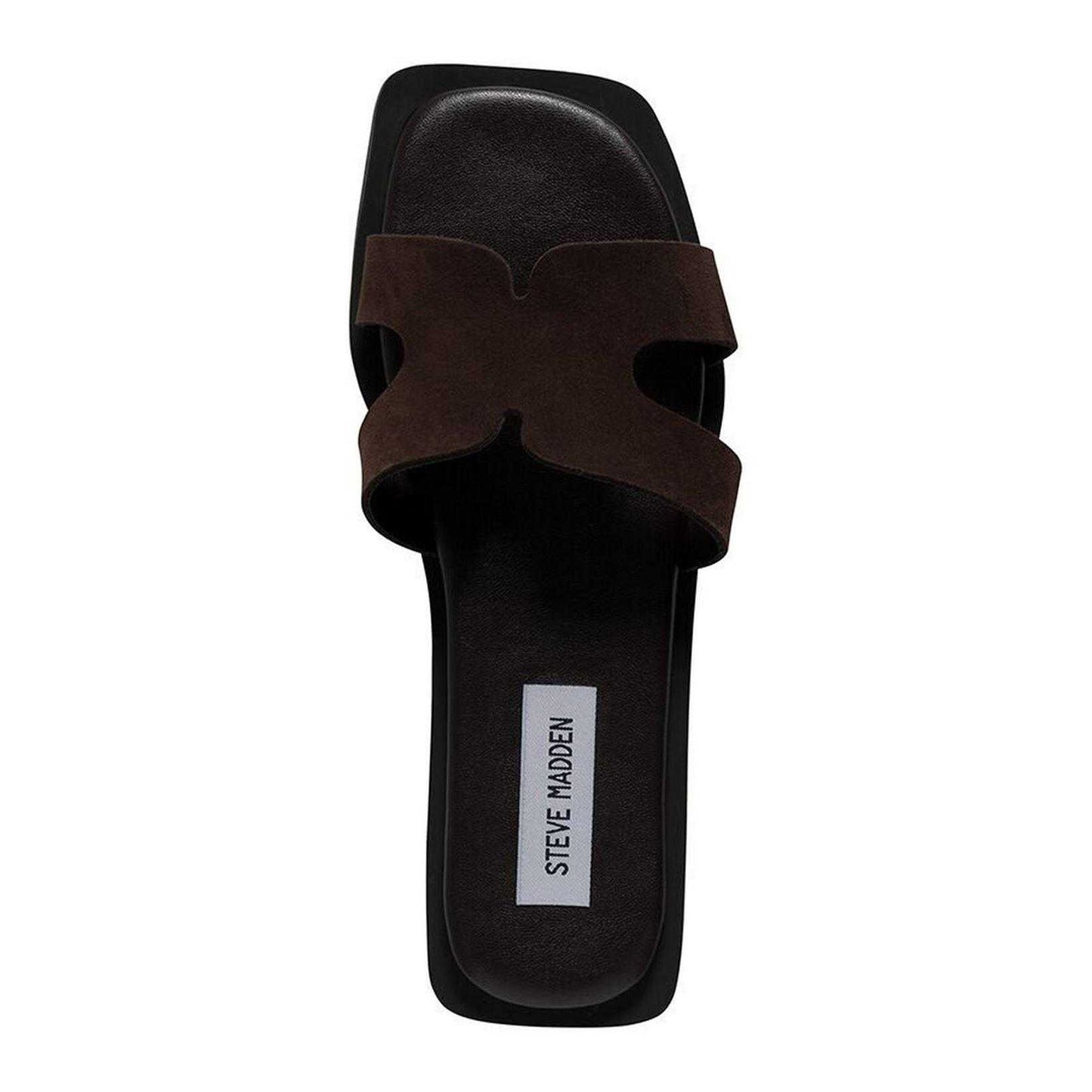 Dark Brown - Side - Steve Madden Womens-Ladies Sofia Suede Sandals
