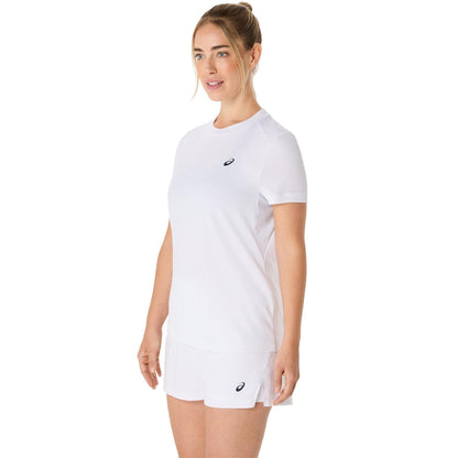 Brilliant White - Front - Asics Womens-Ladies Court Logo Short-Sleeved T-Shirt