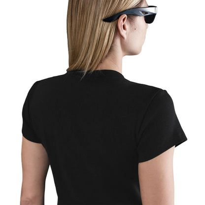 Black - Side - Nike Womens-Ladies Swoosh Embroidered Logo T-Shirt