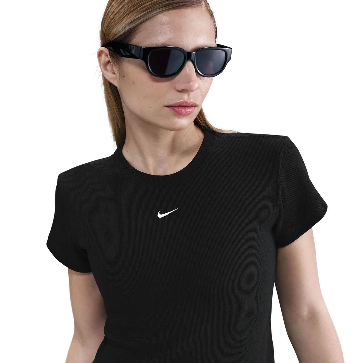 Black - Lifestyle - Nike Womens-Ladies Swoosh Embroidered Logo T-Shirt