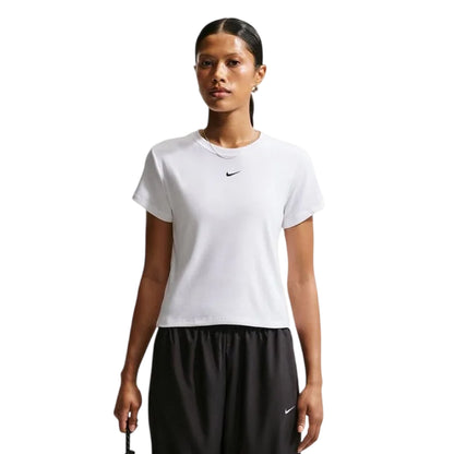 White - Front - Nike Womens-Ladies Swoosh Embroidered Logo T-Shirt