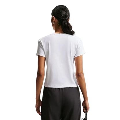 White - Back - Nike Womens-Ladies Swoosh Embroidered Logo T-Shirt
