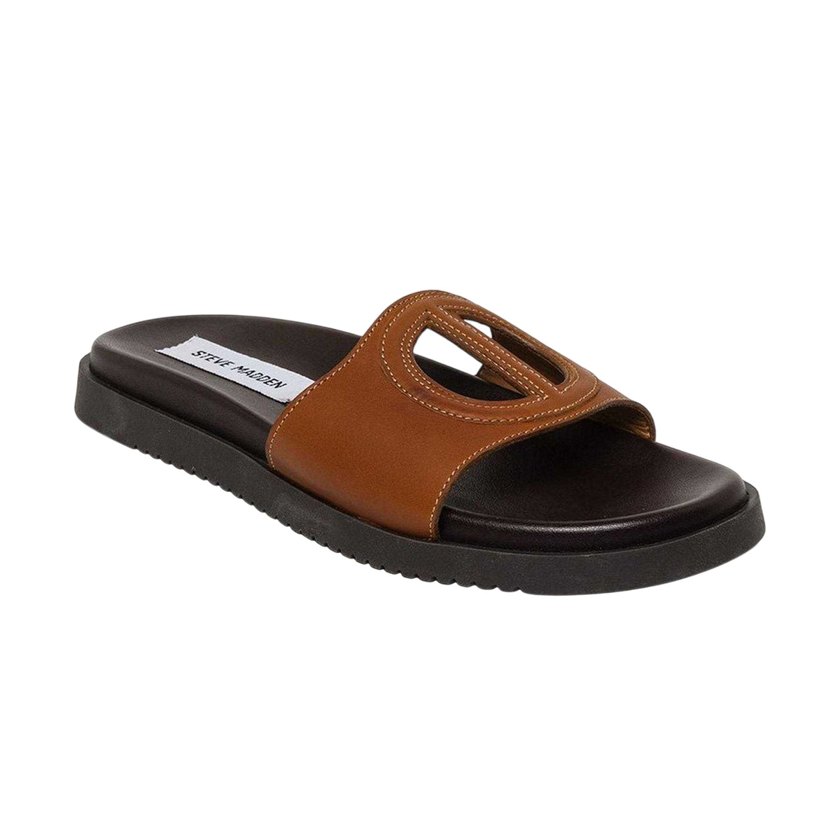 Cognac - Lifestyle - Steve Madden Womens-Ladies Mayke Peace Symbol Leather Sandals