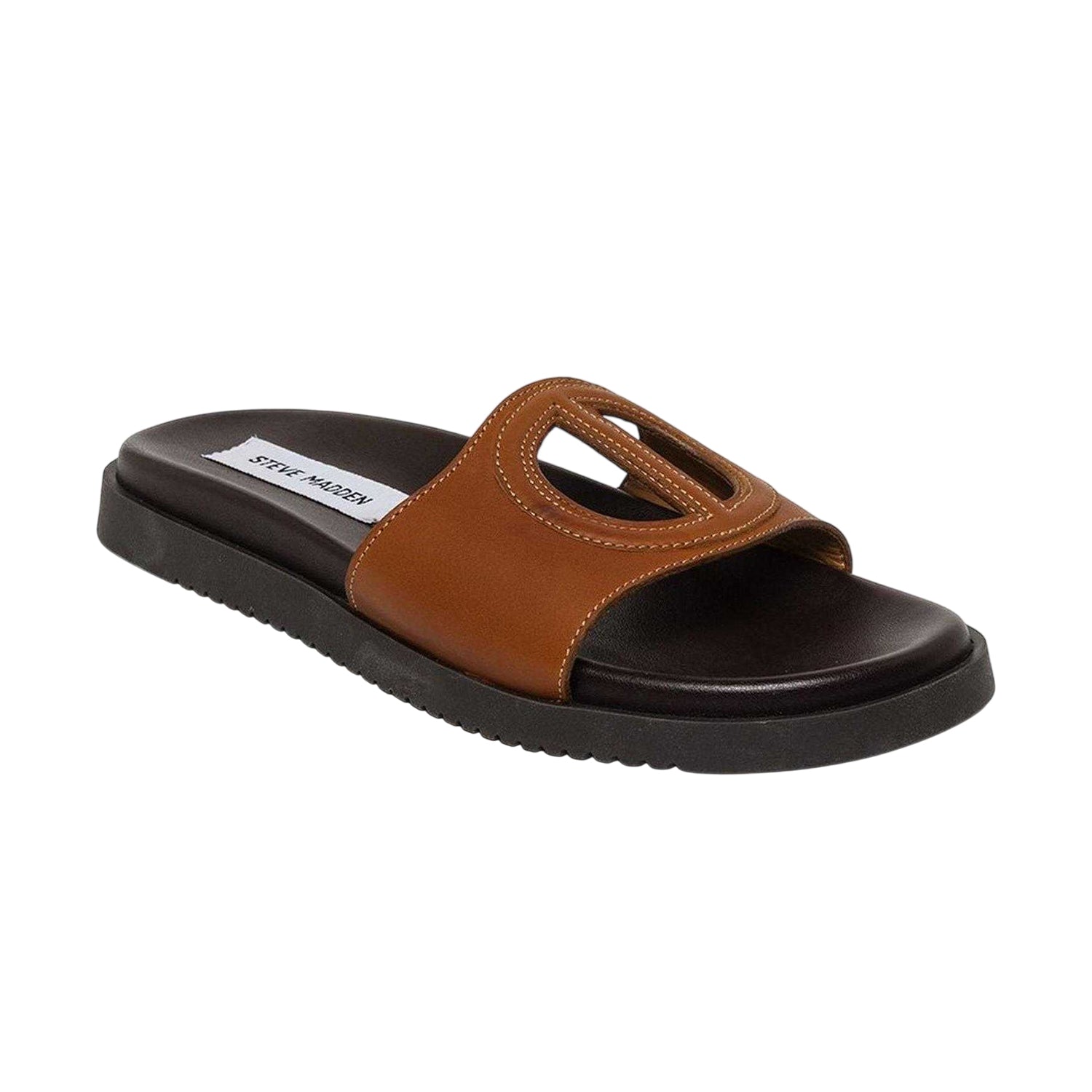 Cognac - Lifestyle - Steve Madden Womens-Ladies Mayke Peace Symbol Leather Sandals