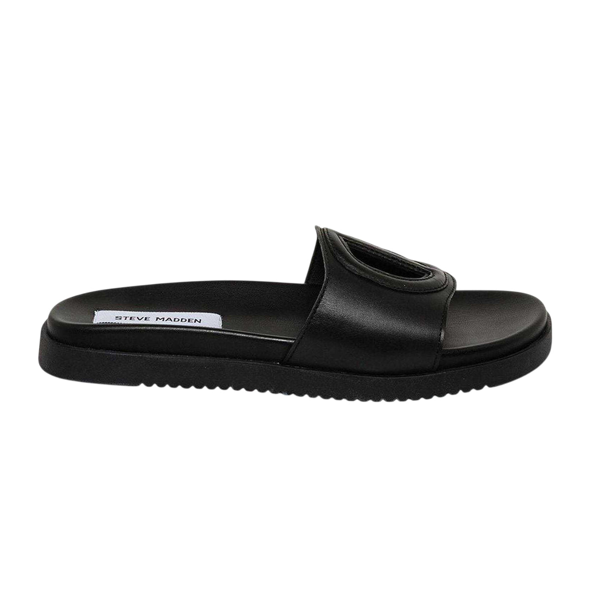 Black - Front - Steve Madden Womens-Ladies Mayke Peace Symbol Leather Sandals