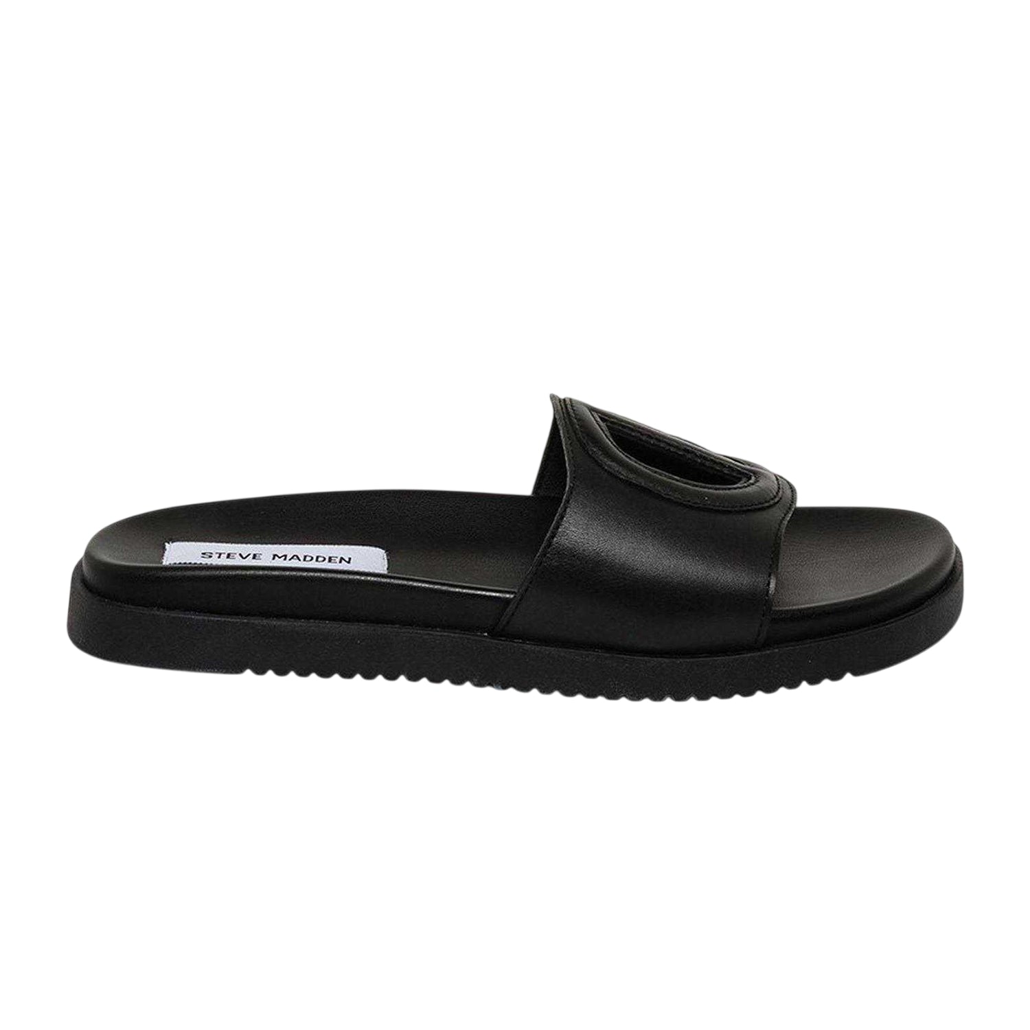 Black - Front - Steve Madden Womens-Ladies Mayke Peace Symbol Leather Sandals