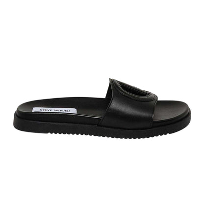 Black - Front - Steve Madden Womens-Ladies Mayke Peace Symbol Leather Sandals