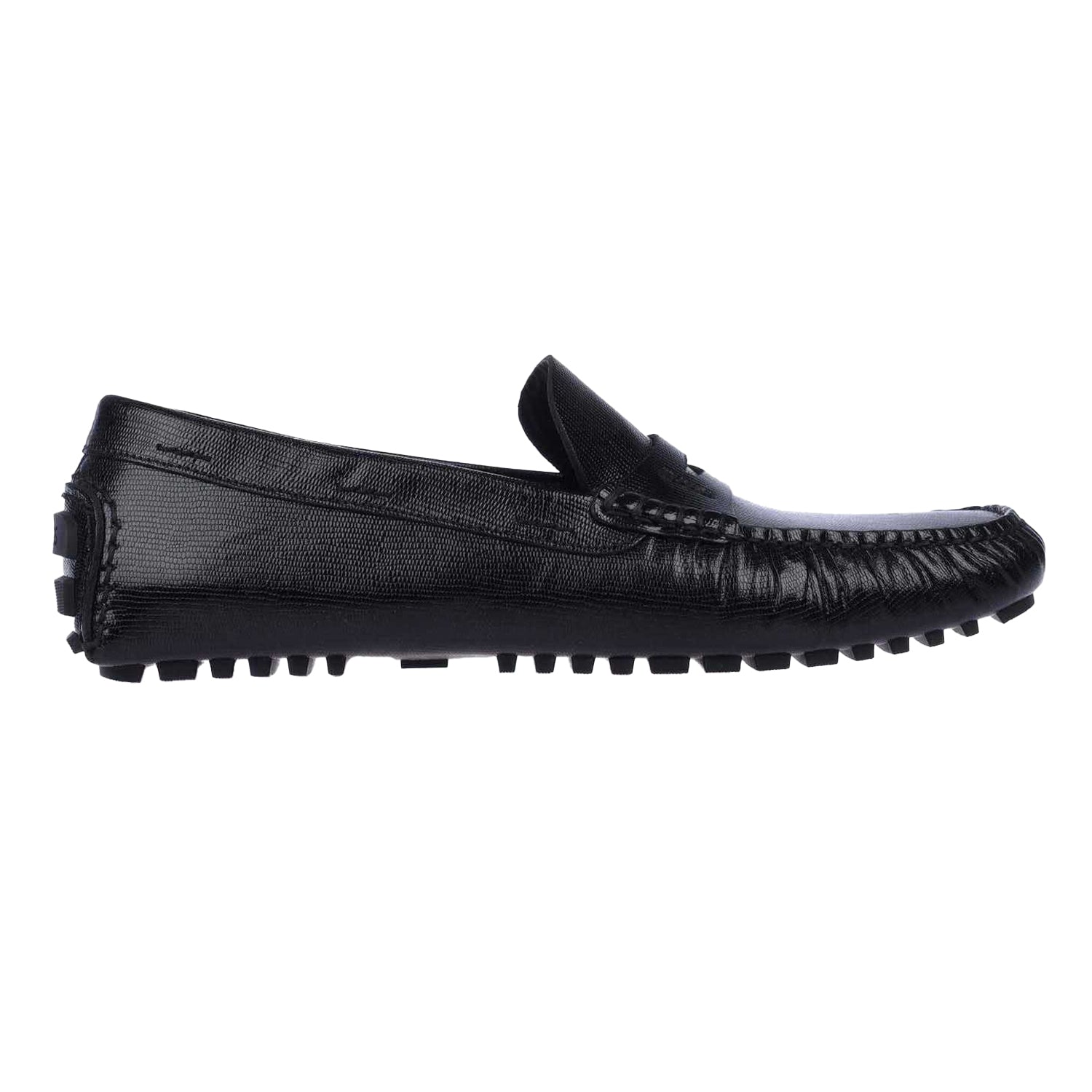 Black - Side - Boss Mens Driver Suede Moccasins