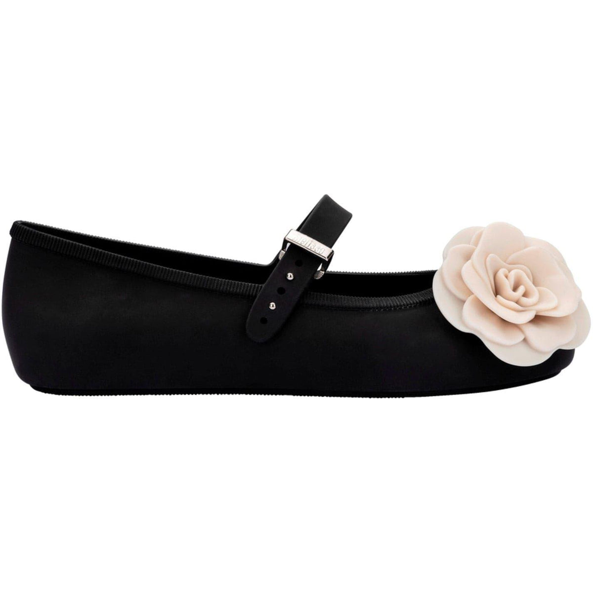 Black-Beige - Front - Melissa Baby Girls Floral Flat Mary Janes