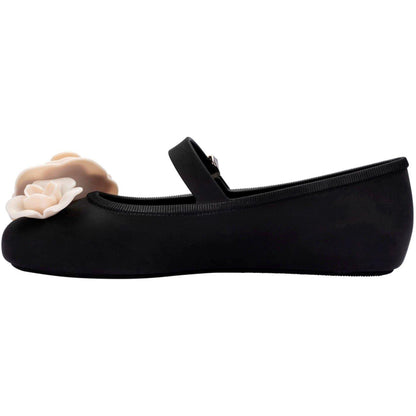 Black-Beige - Back - Melissa Baby Girls Floral Flat Mary Janes