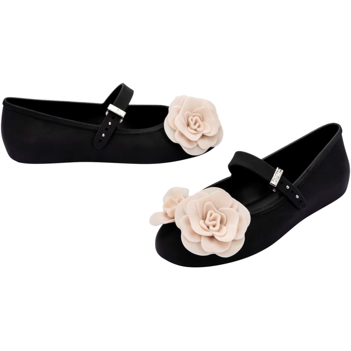 Black-Beige - Lifestyle - Melissa Baby Girls Floral Flat Mary Janes
