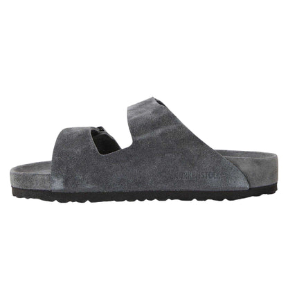 Charcoal - Back - Birkenstock Womens-Ladies Arizona EXQ Leve Suede Flat Sandals