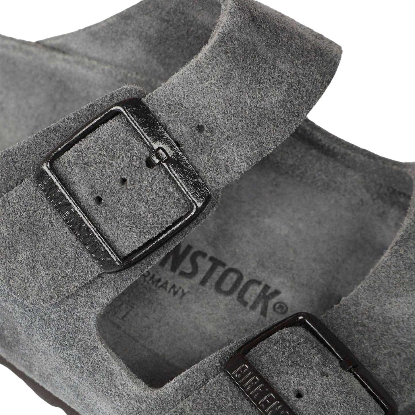 Charcoal - Lifestyle - Birkenstock Womens-Ladies Arizona EXQ Leve Suede Flat Sandals