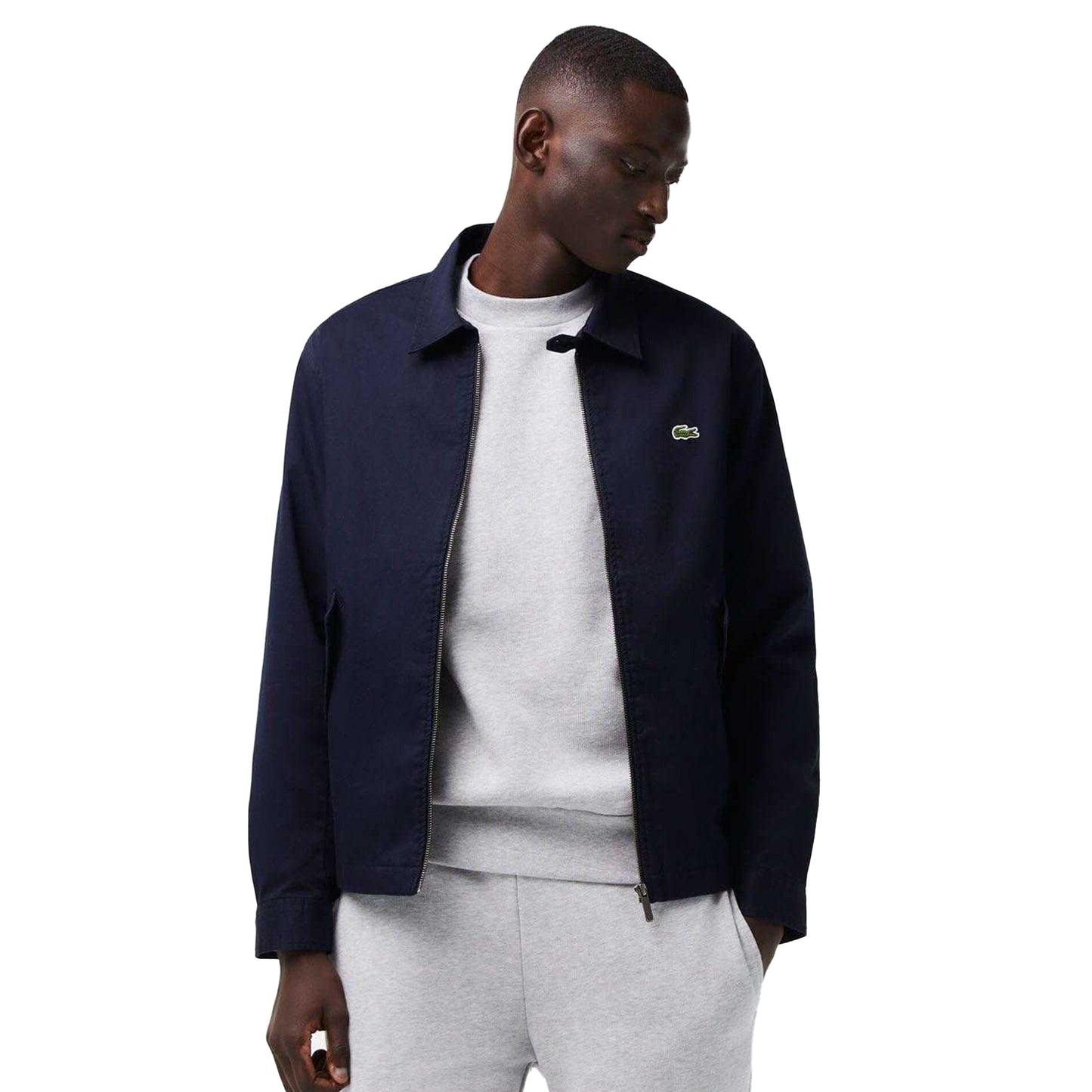 Navy - Side - Lacoste Mens Gabardine Full Zip Jacket