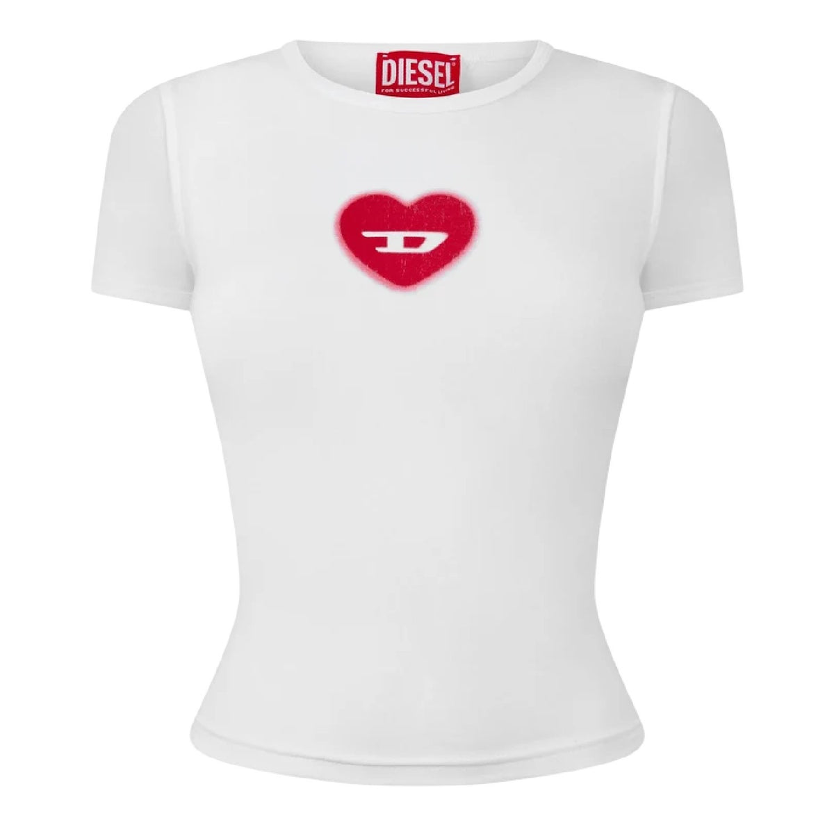 White - Front - Diesel Womens-Ladies T-Ele Cropped Fitted T-Shirt