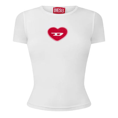 White - Front - Diesel Womens-Ladies T-Ele Cropped Fitted T-Shirt