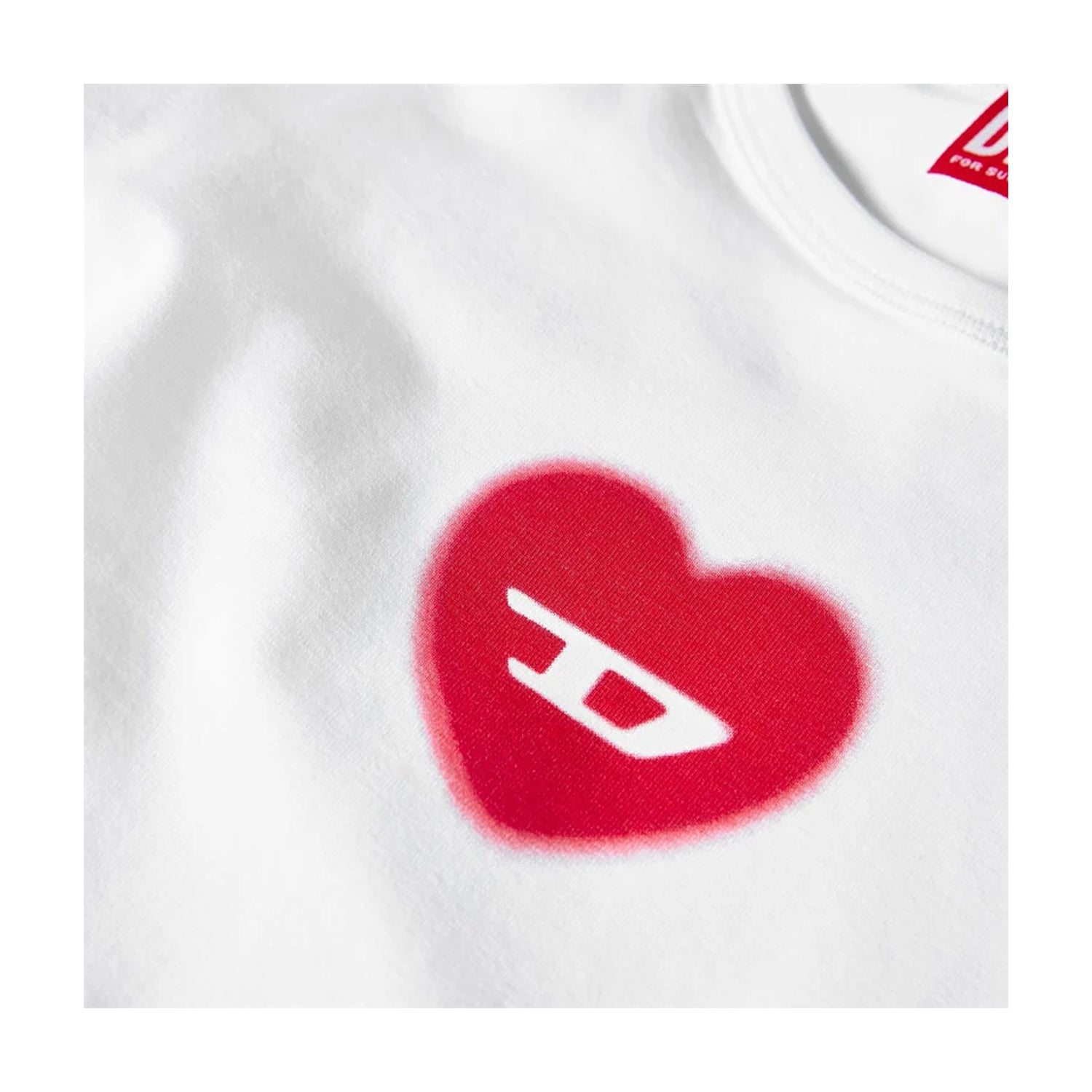 White - Side - Diesel Womens-Ladies T-Ele Cropped Fitted T-Shirt
