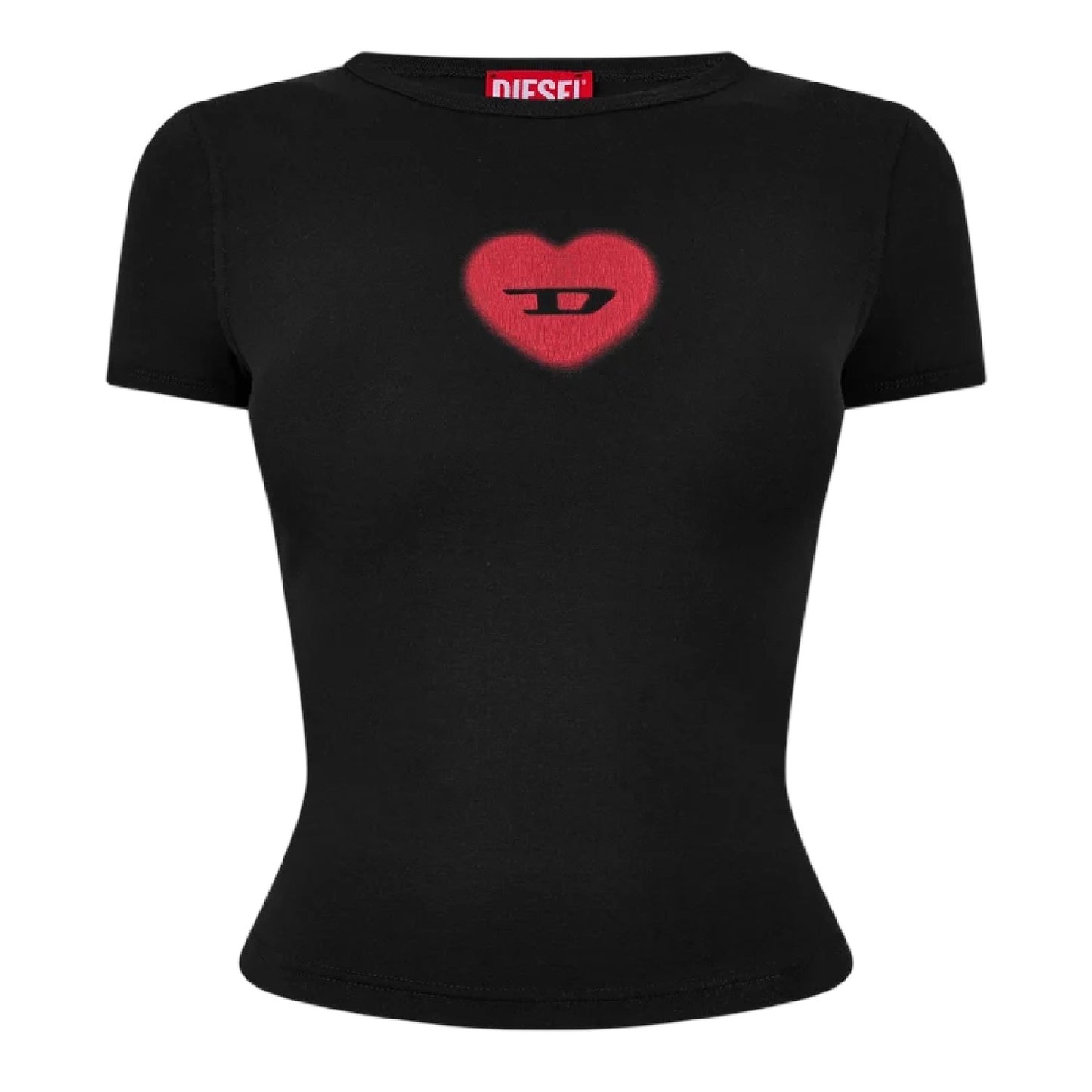 Black - Front - Diesel Womens-Ladies T-Ele Cropped Fitted T-Shirt