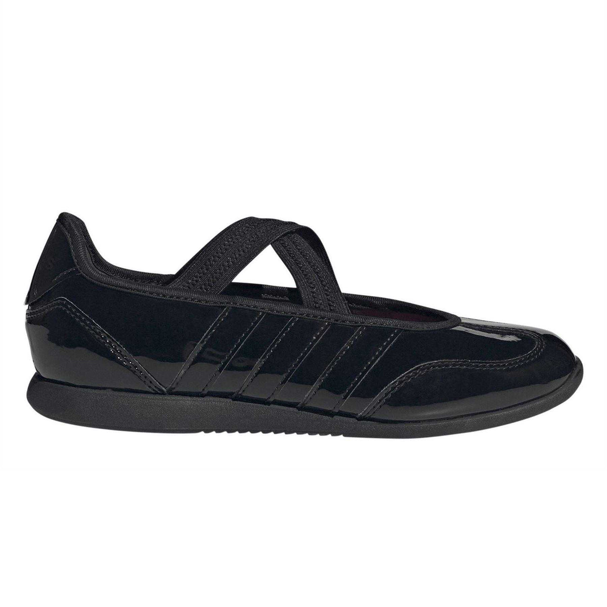 Triple Black - Front - Adidas Childrens-Kids Patent Leather Flat Mary Janes