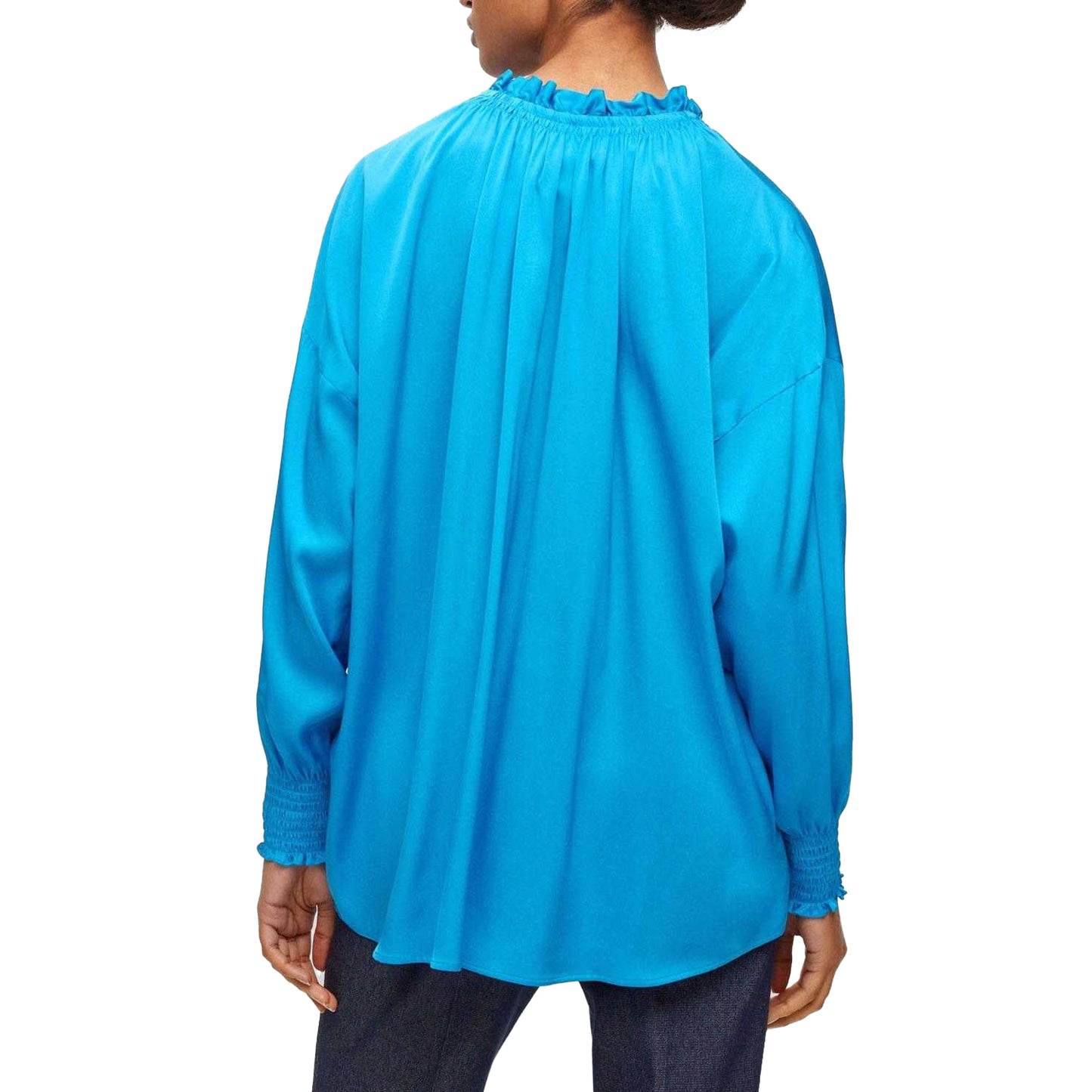 Blue - Back - Boss Womens-Ladies Baratina Relaxed Fit Blouse