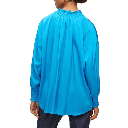 Blue - Back - Boss Womens-Ladies Baratina Relaxed Fit Blouse