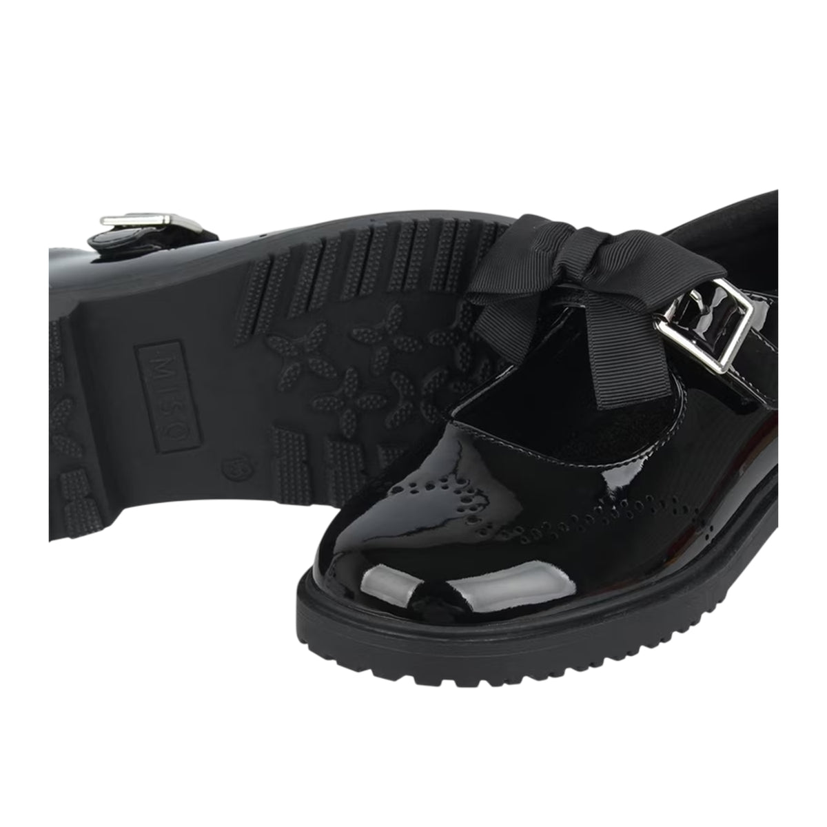 Black - Lifestyle - Miso Childrens-Kids Bow Chunky Sole Mary Janes