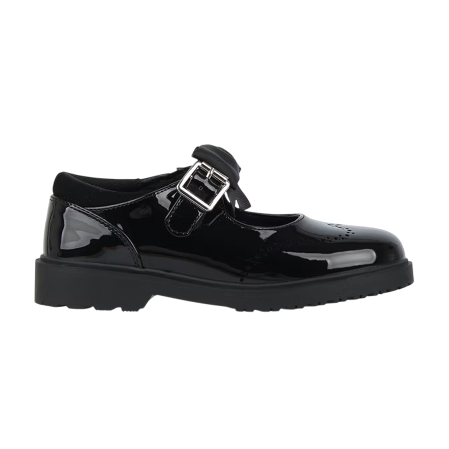 Black - Front - Miso Childrens-Kids Bow Chunky Sole Mary Janes