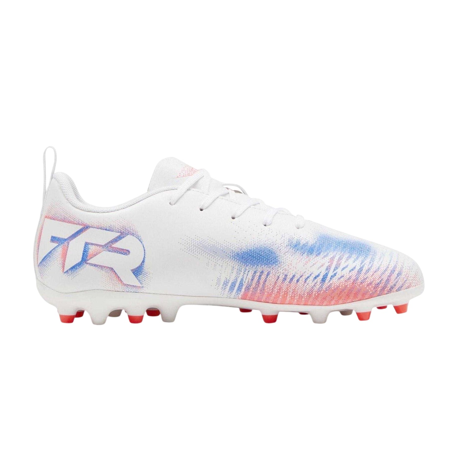 White-Black-Glowing Red - Front - Puma Boys Future 8 Play Firm Ground Football Boots