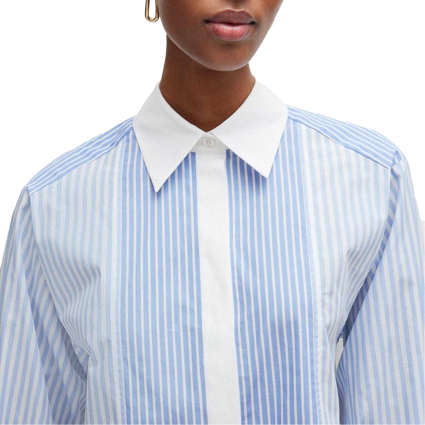Blue-White - Lifestyle - Boss Womens-Ladies Betallina Cotton Shirt